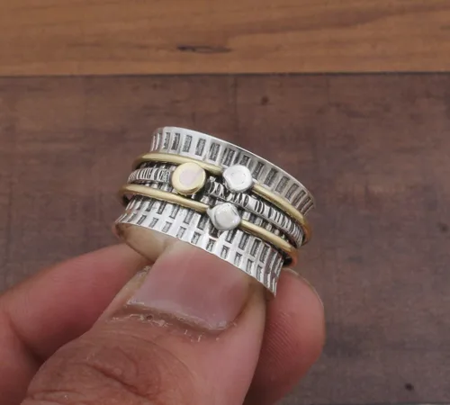Vista 90 de Boho Spinner Ring, Mothers Day Gift, Silver 925 Women Ring, Sterling Silver 925 Ring, Fidget Spinner Ring,Women Silver Anxiety Ring