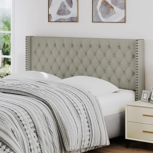 Vista 15 de Furpopup Cabecero tamaño Queen solamente, cabecero de pared con respaldo de ala, tamaño Queen para cama ajustable con acolchado de espuma de alta