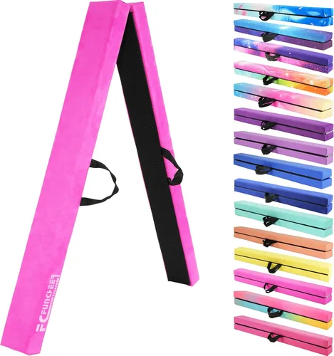 Vista 13 de FC FUNCHEER - Viga de equilibrio plegable, viga de suelo para gimnasia, equipo de gimnasia para niños, base de madera, fondo antideslizante y bolsa
