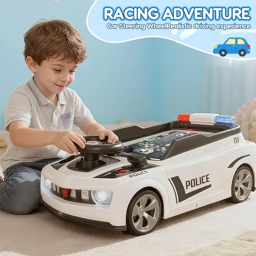 Vista 6 de Mytothfy Volante musical de juguete de carreras de coche de carreras para niños pequeños, auto de simulación de conducción con sonido y luz, regalos
