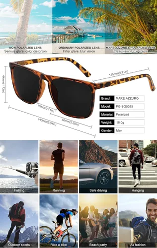 Vista 5 de MARE AZZURO Gafas de sol polarizadas de gran tamaño para mujeres y hombres, para conducir, pesca, deportes, protección UV400, para fiesta, playa, sol