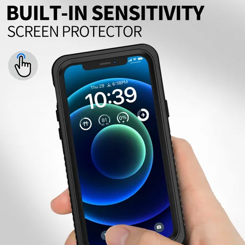 Vista 5 de BEASTEK Funda impermeable para iPhone 12, serie FSN IP68 magnética a prueba de golpes con protector de pantalla integrado y funda protectora Negro