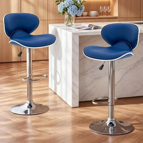 Vista 15 de Vogue Furniture Direct Taburetes de Bar Ajustables de Cuero PU, Taburetes Modernos Giratorios de Elevación Neumática con Respaldo, Sillas de Altura
