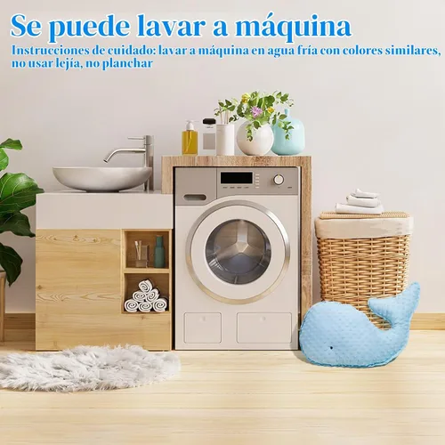 Vista 5 de Marble Empire Almohada de ballena azul con borde de estilo libre, almohada decorativa de ballena costera para sofá