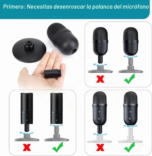 Vista 2 de Brazo de micrófono para micrófono Razer Seiren V2 X - Brazo de micrófono ajustable compatible con Razer Seiren V2 Pro, Seiren Mini y Seiren X
