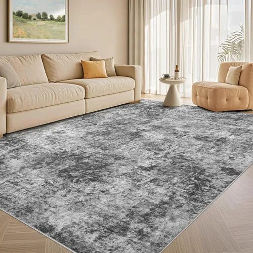 Vista 37 de Tortania Alfombra redonda lavable de 5 pies para sala de estar: Alfombra moderna abstracta neutra grande suave y delgada – Alfombra antideslizante