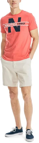 Vista 2 de Nautica Camiseta de manga corta para hombre, 100% algodón, diseño náutico, Rojo True