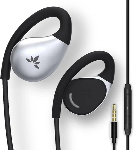 Vista 9 de Avantree Resolve (Tamaños Pequeño y Grande) – Pack de 2 Auriculares de botón con cable de oído abierto con micrófono en línea, ajuste cómodo