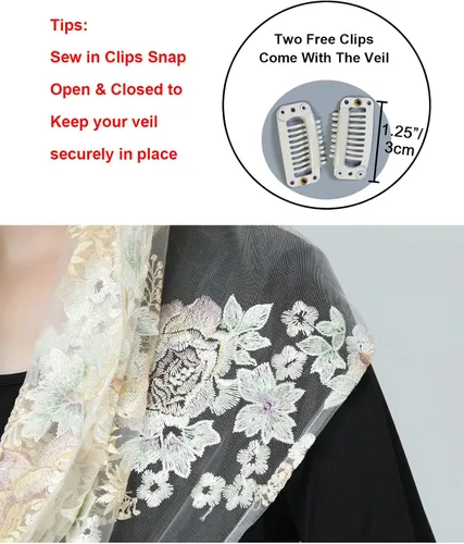 Vista 5 de BEAUTELICATE 1st Communion Veil Catholic Mantilla Veil Chapel Church Veil Easter Latin Mass Head Covering
