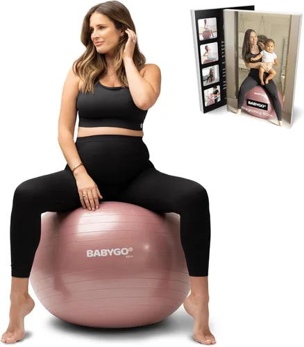 Vista 20 de BABYGO Pelota de Parto – Juego de pelota y libro de yoga para embarazo, trabajo de parto y ejercicio con enfoque en trimestres, fisioterapia