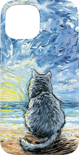 Vista 6 de Nebelung Gray Cat Starry Night Persian Russian Blue Art Case for iPhone 17