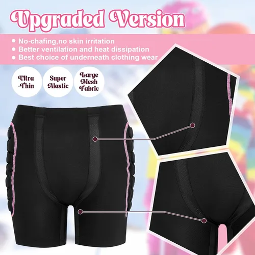 Vista 4 de Lewtemi Juego de 3 protectores 3D acolchados para la cadera, pantalones cortos de EVA, rodilleras, coderas, protección de invierno, almohadillas