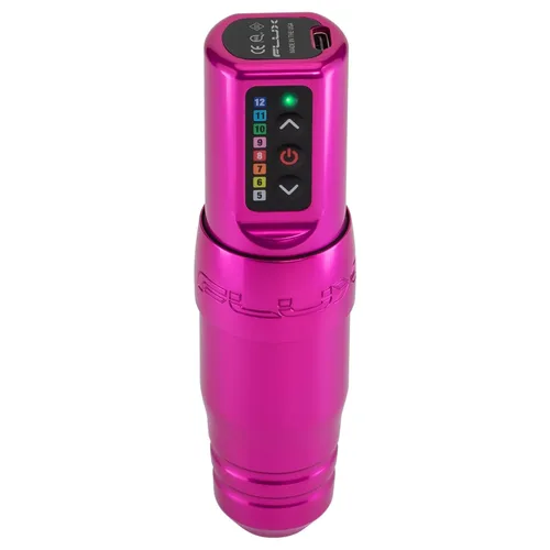 Vista 2 de Microbeau - Máquina de tatuaje inalámbrica Flux S con 2 PowerBolts 0.157 in Stroke - Bubblegum - Bolígrafo de tatuaje cosmético para aplicación