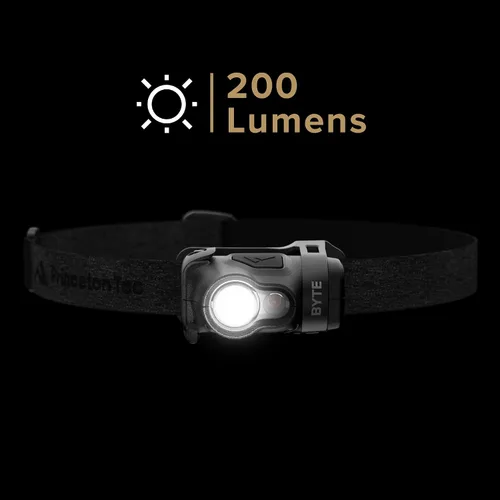 Vista 2 de Princeton Tec Byte - Linterna frontal LED multimodo multihaz IPX4 resistente al agua con 200 lúmenes para senderismo, mochilero, camping, correr