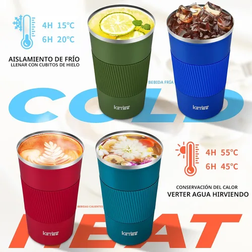 Vista 2 de KETIEE Taza de Café de Viaje 12oz: Taza de Café Aislada con Tapa a Prueba de Fugas, Vaso de Café, Tazas de Café Reutilizables con Tapa Sellada, Taza