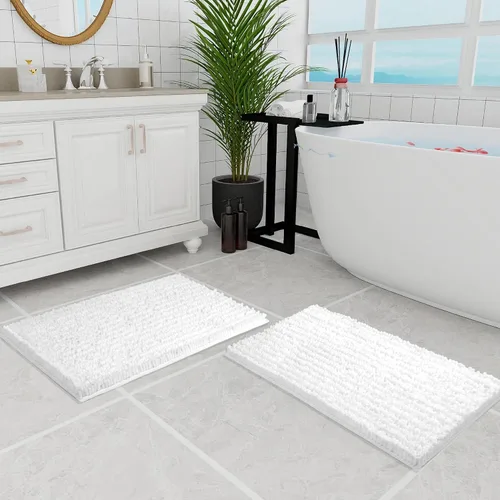 Vista 11 de Walensee Alfombra de baño antideslizante (32x20, azul oscuro) absorbente de agua, súper suave, felpilla peluda, lavable a máquina, se seca