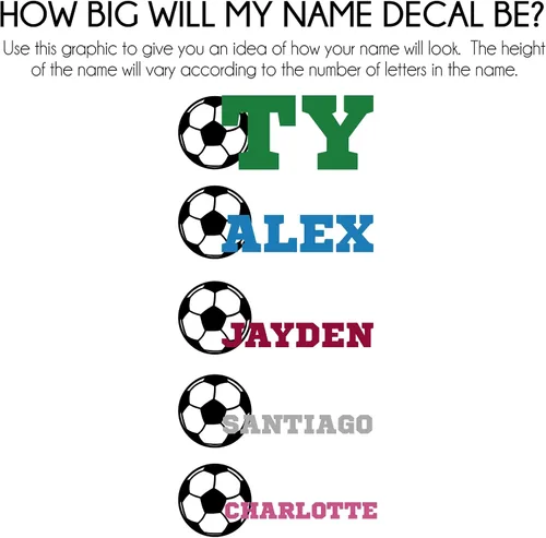 Vista 3 de Calcomanía de vinilo de fútbol personalizada, decoración de pared de fútbol personalizada, calcomanía de pelota de fútbol con nombre para niño