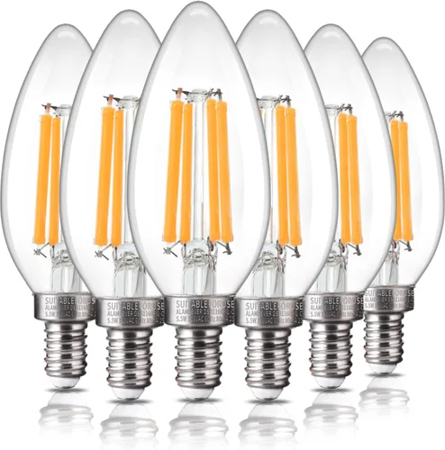 Vista 23 de ALAMPEVER Paquete de 6 bombillas para lámpara de techo, equivalente a 40W, foco E12 de candelabro, foco LED regulable de 330 lm, 2200 K blanco