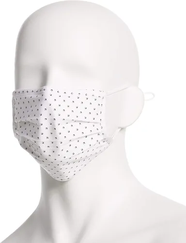 Vista 2 de Perry Ellis - Cubrebocas estándar de tela plisada, reutilizables (paquete de 3, estampados y colores surtidos)