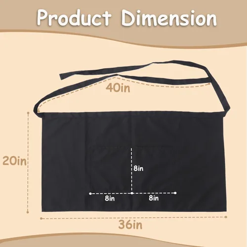 Vista 3 de Urby Delantales de cintura/medio para mujer con bolsillos talla grande delantal XL XXL o cintura W40+, mandiles para mujer para trabajo