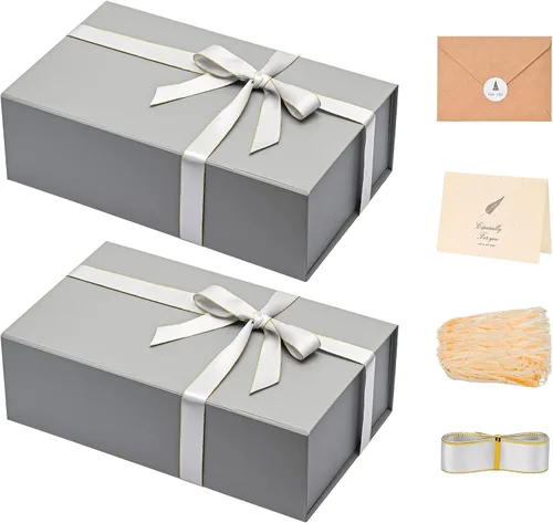 Vista 70 de LIFELUM Square Gift Box with Magnetic Lid, Card, Sticker, Ribbon, Shredded Paper Filler for Business, Wedding, Birthdays