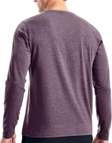 Vista 3 de Zengjo Camisetas Henley de manga larga para hombre, estilo casual, con 3 botones, mezcla de algodón