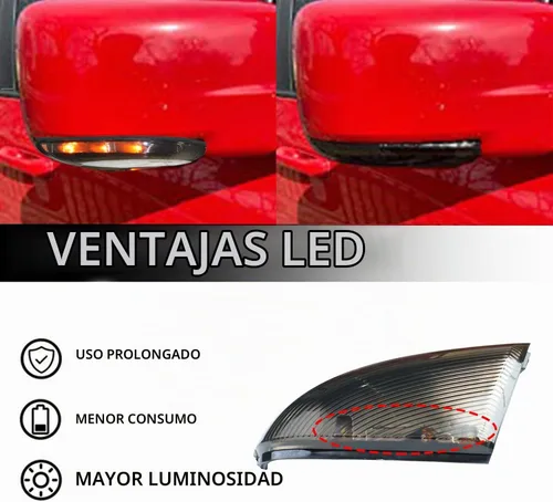 Vista 3 de Conjunto de Lámpara LED de Señal de Giro para Espejo Lateral Intermitente Ahumada Lámpara de Charco Compatible con Dodge Ram 1500 2500 2010-2018