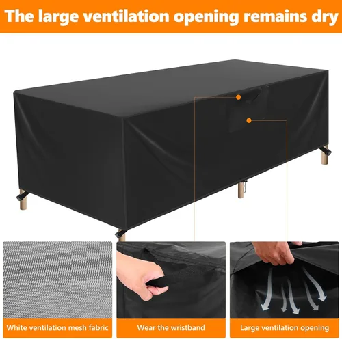 Vista 14 de Fundas impermeables para muebles de patio, 110 pulgadas de largo x 84 pulgadas de ancho x 28 pulgadas de alto, fundas resistentes para muebles