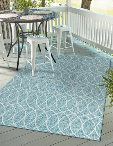 Vista 18 de Unique Loom Outdoor Trellis Collection - Alfombra de área (10 pies, redonda, verde/marfil)