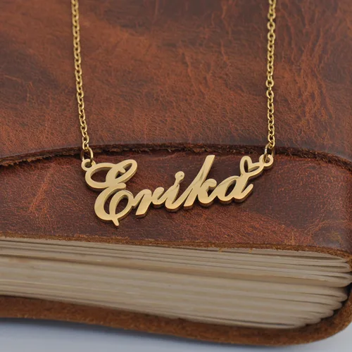 Vista 5 de HUAN XUN Collares personalizados con dije de inicial para mujer en oro y plata