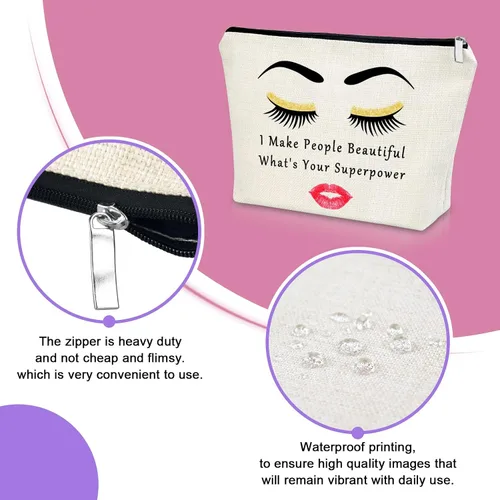 Vista 3 de Sazuwu Regalos esteticistas para mujeres bolsa de maquillaje, Hago a la gente hermosa ¿Cuál es tu superpoder?