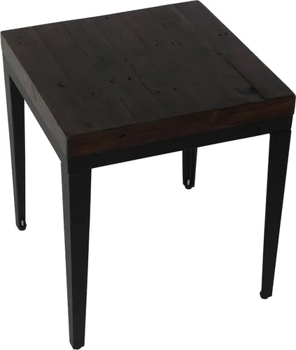 Vista 4 de Cortesi Home Omaha - Mesa auxiliar en madera maciza y meta, 22 pulgadas de alto, marrón oscuro