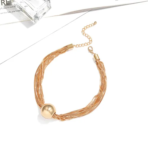 Vista 2 de Sixexey Gargantilla de oro grueso con borlas, collares de esfera, collar de esfera geométrica, joyería para mujer