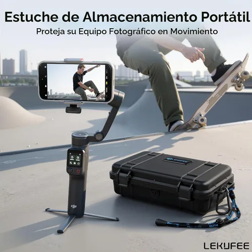 Vista 9 de Lekufee Estuche rígido impermeable de viaje para DJI Osmo Mobile 8P Gimbal Stabilizer, y otros accesorios (solo funda y bolsa)