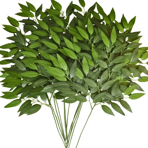 Vista 9 de 40 tallos italianos ruscus a granel para centros de mesa de relleno, 18 pulgadas, hojas de vegetación de seda artificial para ramo