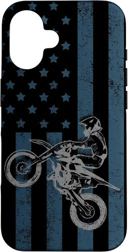 Vista 32 de Dirt Bike US Flag Vintage Motocross Racing Case for iPhone 17