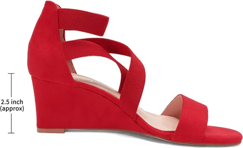 Vista 2 de Dream Pairs - Sandalias de tacón de cuña bajo con correa elástica de tobillo para mujer