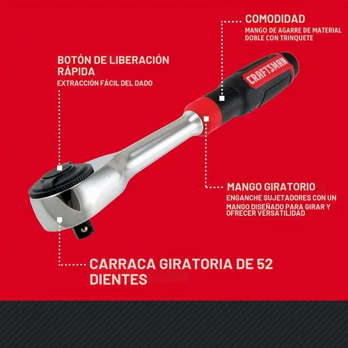 Vista 6 de Llave de trinquete CRAFTSMAN, rotador, accionamiento de 3/8 pulgadas (CMMT86000)