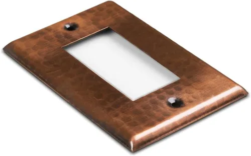 Vista 7 de Monarch Abode placa de pared basculante de una banda, placa de pared de cobre puro martillado a mano para un solo interruptor, cubierta decorativa