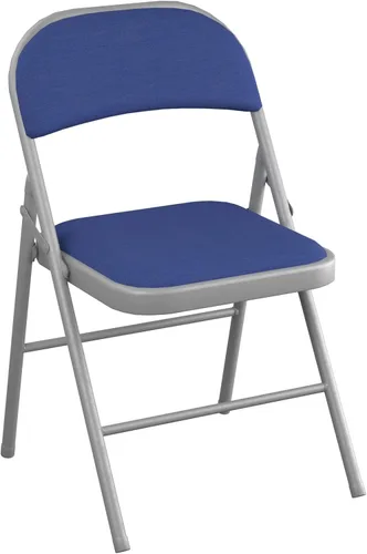 Vista 5 de Juego de 4 sillas plegables de tela beige con asiento acolchado