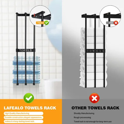 Vista 3 de Toallero de pared para baño pequeño, 3 barras para baño, toallero para pared de baño, organizador de baño, toallas para baño pequeño, caravana