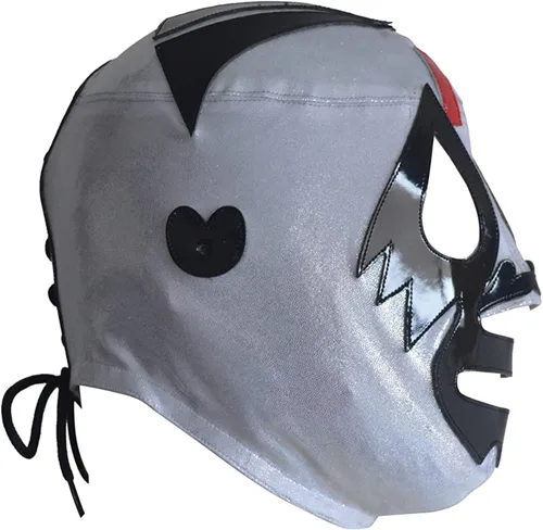 Vista 7 de Mil Mascaras Semi-Profesional Lucha Libre Máscara Adulto Tamaño Luchador Luchador Máscara de Lucha Plata Premium Calidad Máscara de Luchador