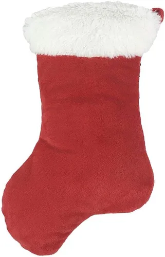 Vista 4 de iscream Mini almohada reversible en forma de calcetín con lentejuelas rojas y verdes y piel sintética de 10 pulgadas con cremallera Calcetín