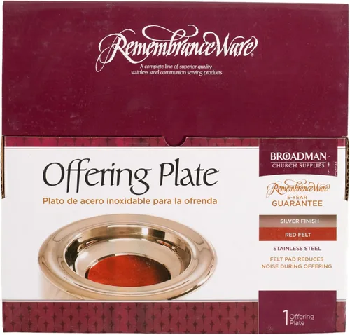 Vista 4 de BROADMAN CHURCH SUPPLIES RemembranceWare - Plato de oferta, plateado con fieltro rojo