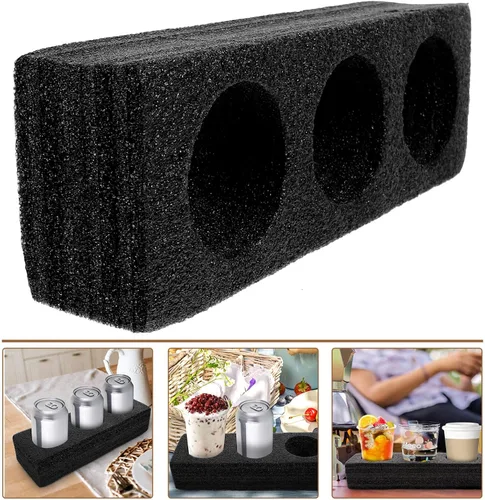 Vista 8 de ULTECHNOVO Soporte para bebidas para llevar, bandeja portavasos, bandeja para llevar con 3 agujeros, soporte para bebidas frías y calientes, soporte