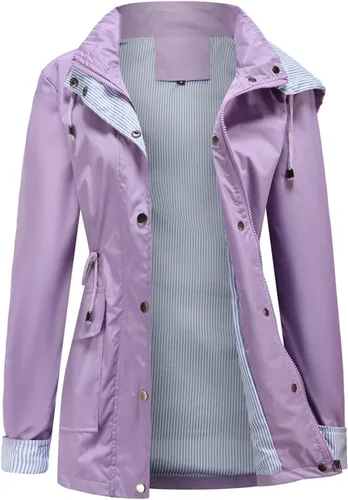 Vista 3 de MODFUL Chaquetas ligeras para mujer, chaqueta impermeable para lluvia, rompevientos, gabardinas al aire libre con capucha