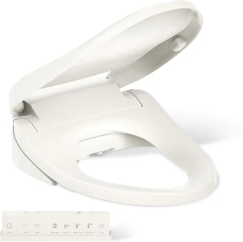 Vista 21 de Kohler PureWash E820 - Asiento de inodoro alargado con calefacción, blanco con control remoto, tapa de cierre silencioso, desodorización automática