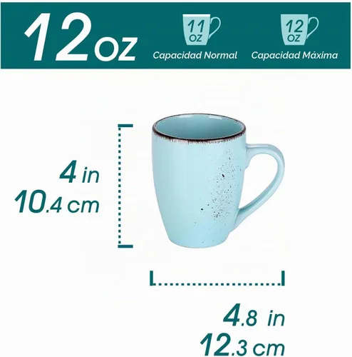 Vista 2 de vancasso Navia - Juego de 4 tazas de café de cerámica de 12 onzas para capuchino, café con leche, té, multicolor