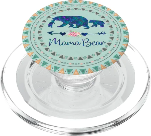 Vista 7 de PopSockets PopSockets Swappable PopGrip - Mamá Oso de dos bebés en menta verde