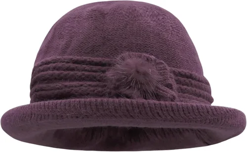 Vista 62 de C-US - Gorro de punto cálido para mujer, con visera de ganchillo con acento de flores